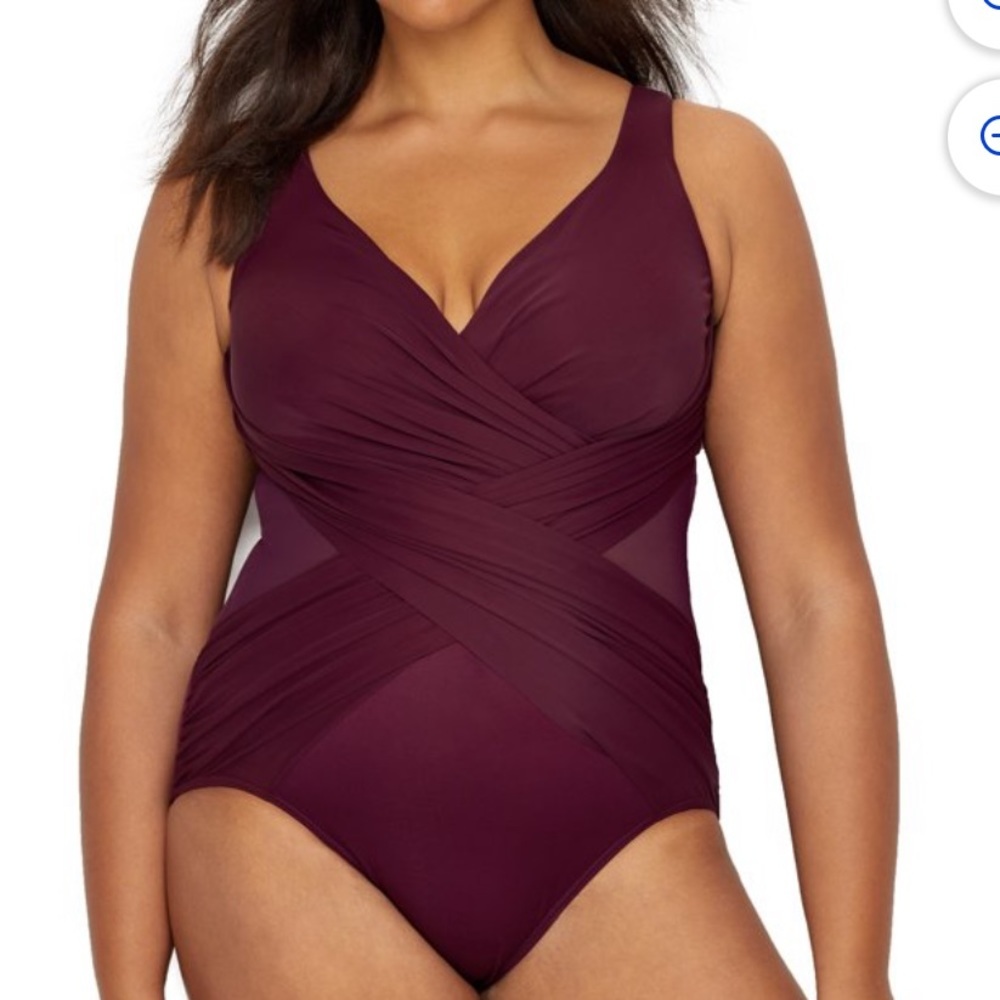 Nwt Miraclesuit Womens Plus Size Solid Crossover One-Piece Style - 24W - Picture 1 of 6